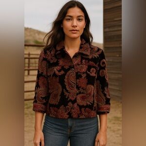 Chico’s Paisley Button Jacket Size 1/M